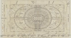 Plan av palatset och parken designad för Paris universella utställning 1867 (gravyr) av English School