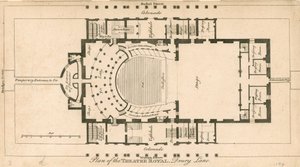 Plan av Theatre Royal, Drury Lane, London av English School