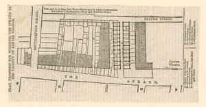 Plan föreslagen för breddningen av The Strand i närheten av Exeter Change av English School