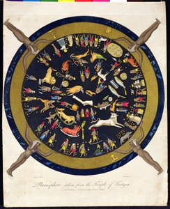Planisphere hämtad från Temple of Tentyra, graverad av J. Chapman, publicerad av J. Wilkes 1804 av English School
