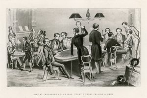 Spela på Crockfords Club, 1843. Greve DOrsay kallar en Main av English School