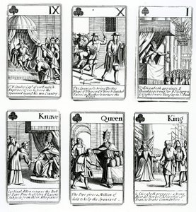Spelkort som skildrar händelserna från den spanska armadan, 1699 av English School