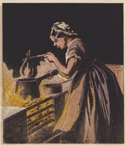 Plommonpudding varm, plommonpudding kall (färg litho) av English School
