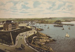 Plymouth: Biological Institute och Cattewater (färg litho) av English School