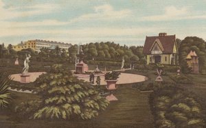 Plymouth: Swiss Lodge and Gardens, Devonport Park (färg litho) av English School