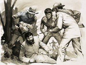 Poliser sliter av hjälmen från den ökände Ned Kelly av English School