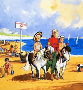 Ponnyridning på stranden av English School
