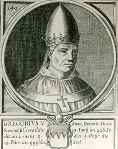 Påven Gregorius V (972-999) (gravyr) av English School