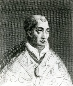 Påve Johannes VIII (820-82) (gravyr) av English School