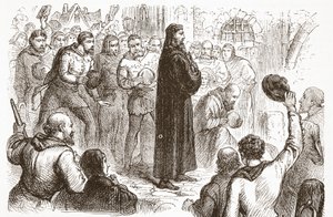 Populär demonstration på Lambeth Palace till förmån för Wickliffe, illustration från The History of Protestantism av James Aitken Wylie (1808-1890), pub. 1878 av English School