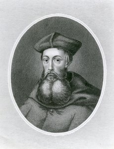 Porträtt av kardinal Reginald Pole (1500-58) (gravyr) av English School