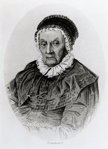 Porträtt av Caroline Herschel (1750-1848) vid 92 års ålder, graverad av Joseph Brown av English School
