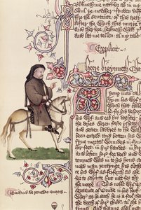 Porträtt av Geoffrey Chaucer (ca 1342-1400) faksimil från The Canterbury Tales av Geoffrey Chaucer (ca 1342-1400) av English School