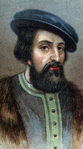Porträtt av HERNANDO (Hernan) CORTES (Cortez) (1485-1547) Engelsk erövrare - Från serien "" Leaders of Men"" - Chromolithography - English School, 20th century - av English School