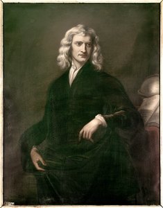 Porträtt av Isaac Newton (1642 - 1727), filosof och matematiker. Anonym engelsk målning av English School