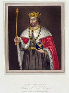 Porträtt av kung Edward II (1284-1327) Grundare av Oriel College, efter en målning i Bodleian Library (färgstick) av English School