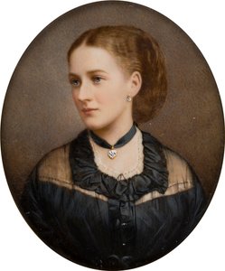 Porträtt av Lady Ida Lumley, Viscountess Newport 1870 efteråt grevinnan av Bradford (1848-1936), ca 1868-1936 (handtonat fotografi) av English School