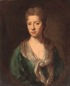 Porträtt av Martha, hustru till Sir William Clayton, ca 1756 av English School