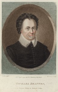 Porträtt av Michael Drayton (färggravyr) av English School