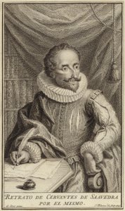Porträtt av Miguel de Cervantes av English School