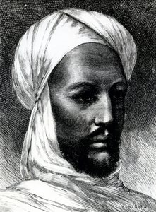Porträtt av Muhammad Ahmad (1844-1885), känd som Mahdi, ledare för dervischer i krig mot britterna 1884, koloniala krig, Sudan av English School