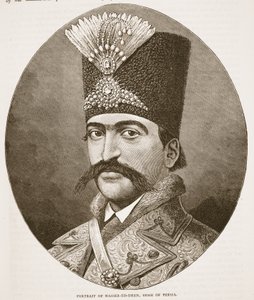 Porträtt av Nasser-ed-Deen, Shah av Persien, illustration från Cassells Illustrated History of England av English School