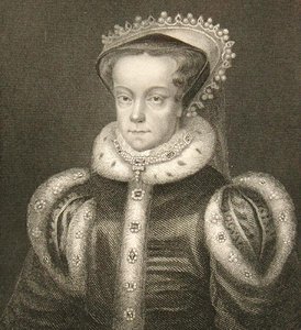 Porträtt av drottning Mary I (gravyr) av English School