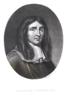 Porträtt av Richard Cromwell (1626-1712) graverad av Richard Earlom (1743-1822) från "Illustrious Characters in British History" (mezzotint) av English School
