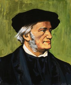 Porträtt av Richard Wagner, kompositör av Den flygande holländaren av English School