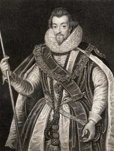 Porträtt av Robert Cecil, 1:e earl av Salisbury (1563-1612), från Lodges British Portraits, 1823 av English School