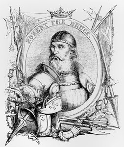 Porträtt av Robert the Bruce (1274-1329) (gravyr) (bw foto)