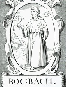 Porträtt av Roger Bacon (c.1220-92), illustration från Science and Literature in the Middle Ages and the Renaissance, skriven och graverad av Paul Lacroix, 1878 av English School