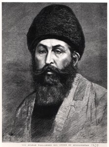 Porträtt av Shir Ali Khan (1825-79) emir av Afghanistan, 1878 av English School