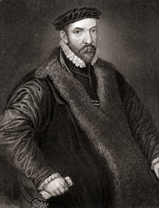 Porträtt av Sir Nicholas Bacon (1510-1579) från Lodges British Portraits, 1823