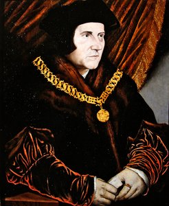 Porträtt av Sir Thomas More (olja på ekpanel) av English School