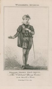 Porträtt av William Henry West Betty som Hamlet av English School