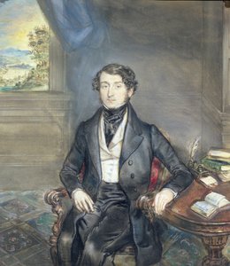 Porträtt av en gentleman i en interiör, ca 1830 (för par se 126403)