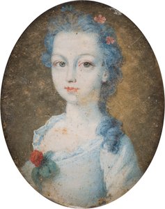Porträtt av en dam, möjligen Margareta, grevinna av Cork (1710-1758), ca 1705-58 (olja på duk) av English School