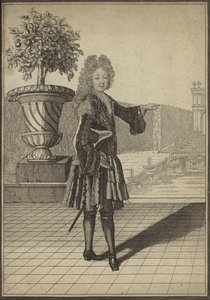 Porträtt av en man klädd i 1600-talskläder av English School