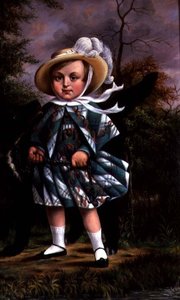 Porträtt av barn med svart hund, ca 1830 av English School