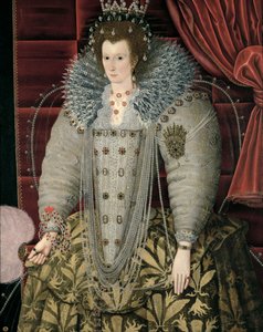 Porträtt som tros vara av drottning Elizabeth I hängande i stora salen