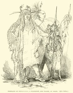 Porträtt av Petohpeekis, en Blackfoot, och Tallee, en Osage av English School