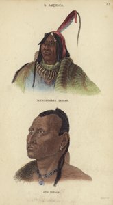 Porträtt av en Moenitarre-indian och en Oto-indian (färggravyr) av English School