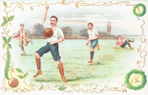 Vykort med män som spelar fotboll av English School