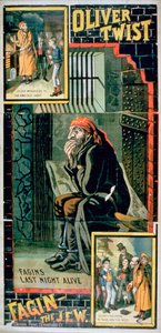 Affisch för "Oliver Twist" (färglitografi) av English School