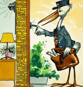 Postman stork ringer i klockan av English School