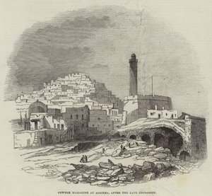 Powder Magazine i Alger, efter den sena explosionen (gravyr) av English School