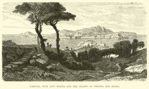 Pozzuoli, med Capo Miseno och öarna Procida och Ischia av English School