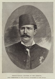 Prins Hassan, bror till Khedive, högkommissarie för den egyptiska regeringen i Soudan (gravyr) av English School