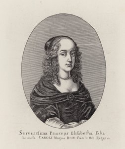 Prinsessan Elizabeth, andra dotter till kung Charles I (gravyr) av English School